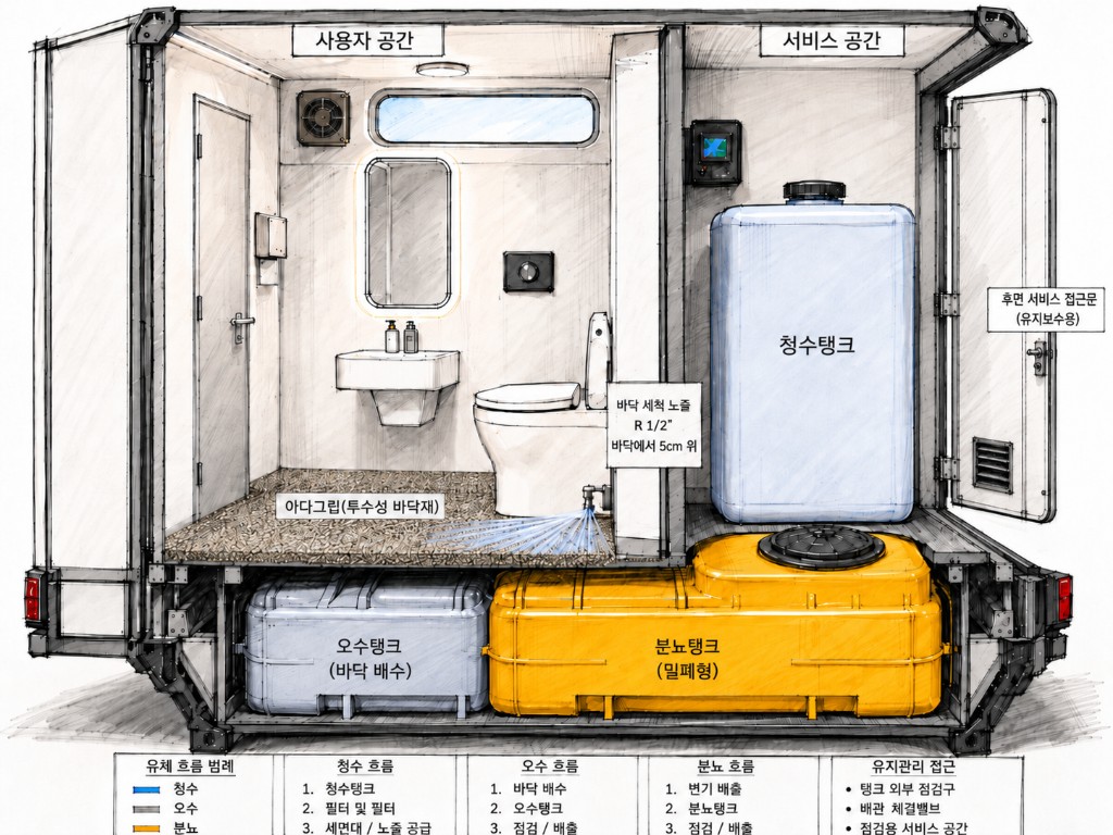 Sani-Booth user space and rear inspection split
